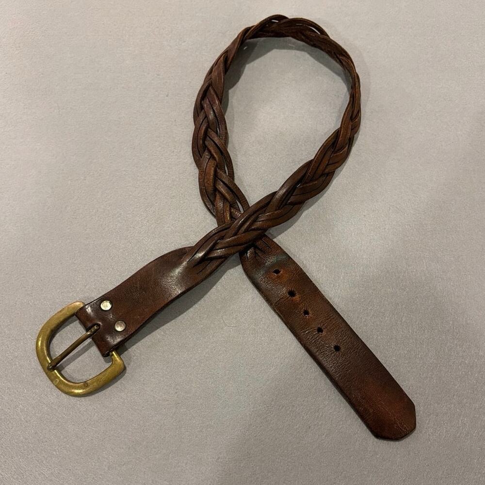 Vintage-braided leather belt- 34-41”